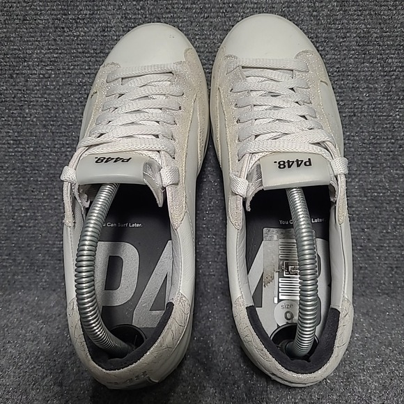 P448 John Low Top Sneakers Metallic Silver White Women's EU 40/ US 9.5 -10 - Picture 6 of 16